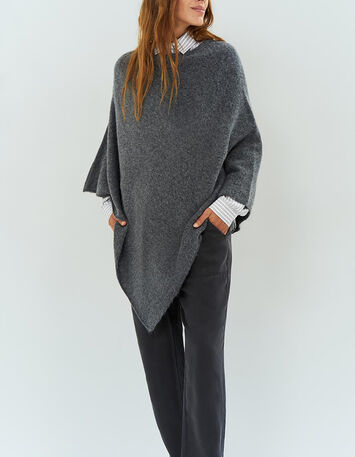 ALAMO - Poncho gris en tricot-5