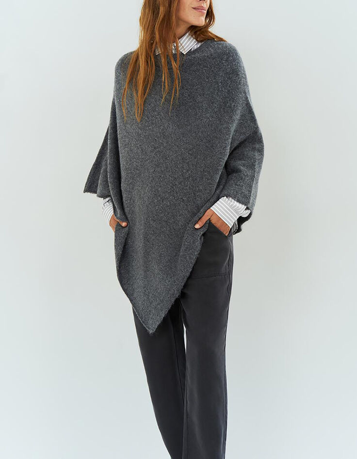 ALAMO - Poncho gris en tricot-5