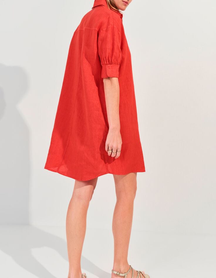 REACH - Robe chemise orange lin certifi&eacute; surteint-5
