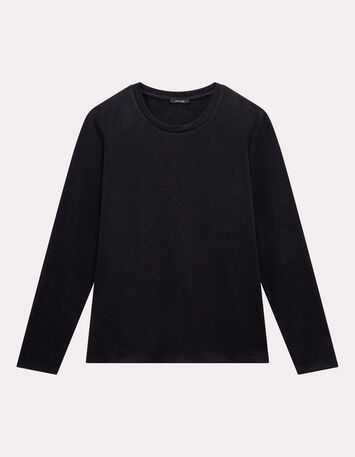 MAKYA - T-shirt  manches longues noir maille irisée-1