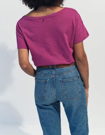 MAURO - T-shirt violet coton bio arty g&eacute;om&eacute;trique -3