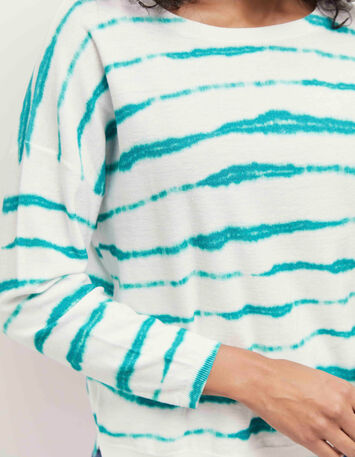 TECLA - Pull jungle green tricot à motif rayures flous-4