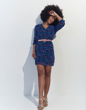 RYANNA - Robe bleue polyester recyclé floral aquatique -2