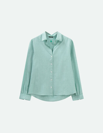 CHAYA - Chemise green grass &agrave; motif fines rayures-5