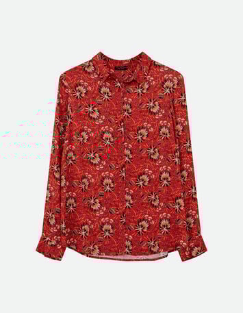 CHRISTA - Chemise orange imprimé floral d'été -4