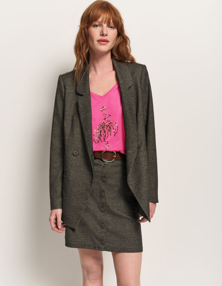 JACINTA - Jupe de costume grise faux-uni boutonnée-2
