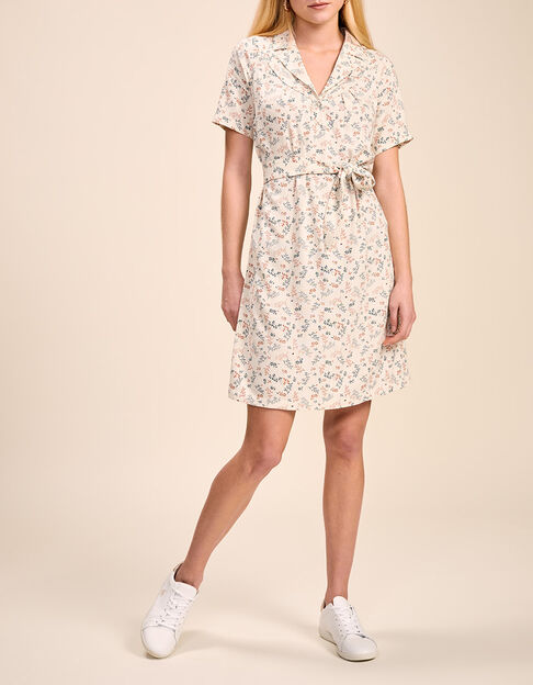 RELIGIO - Robe chemise ivoire à imprimé bouquet végétal - One Step