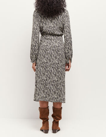 REACHY - Robe longue beige à imprimé zèbre abstrait-3