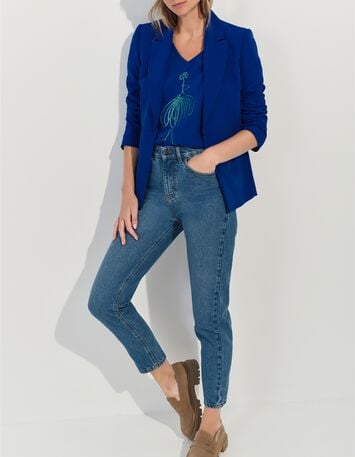 MUM - T-shirt bleu coton bio danseuse vert et pois -4