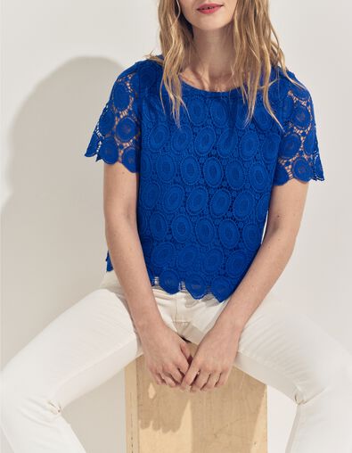CARAIBES - Top bleu dentelle esprit macram&eacute;  - One Step