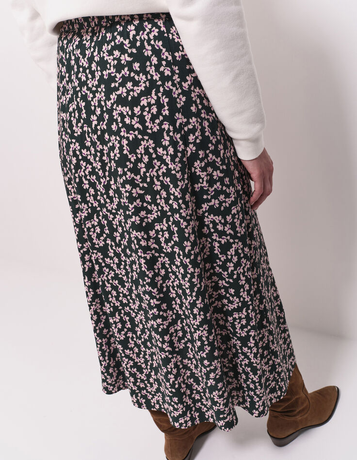 JACA - Jupe midi verte imprimé minimaliste floral-5 JACA - Jupe midi verte imprimé minimaliste floral-5