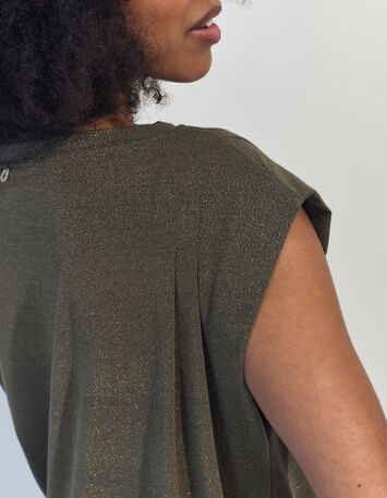 REGINA - Robe kaki maille iris&eacute;e -3