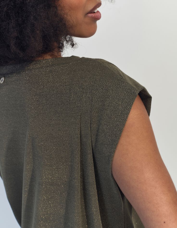 REGINA - Robe kaki maille iris&eacute;e -3