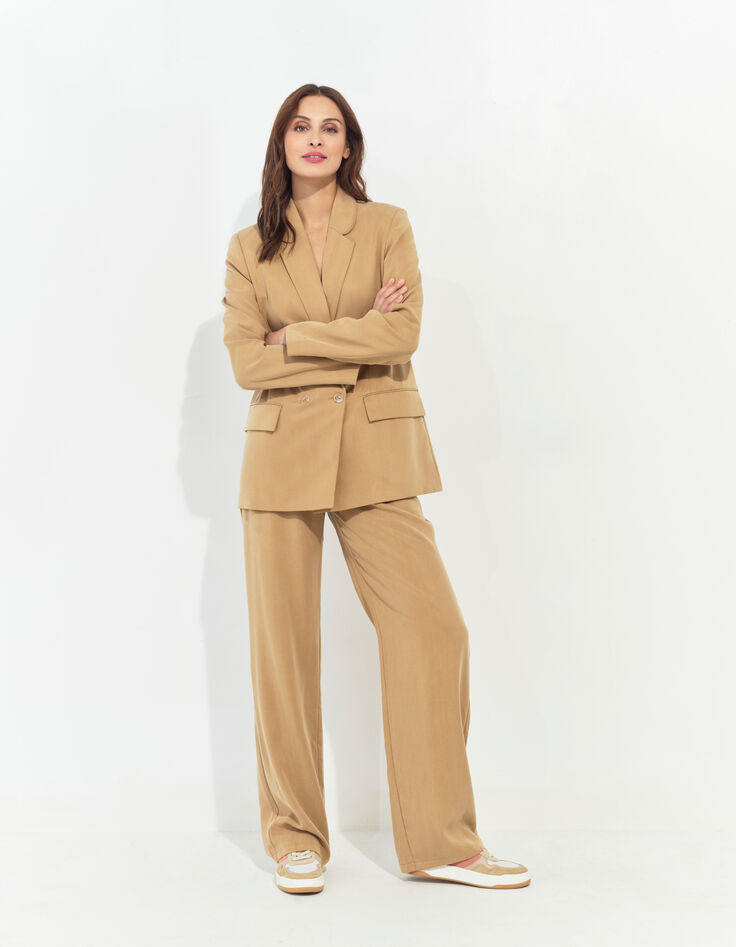 PALMA - Pantalon de costume beige Lyocell® large -2