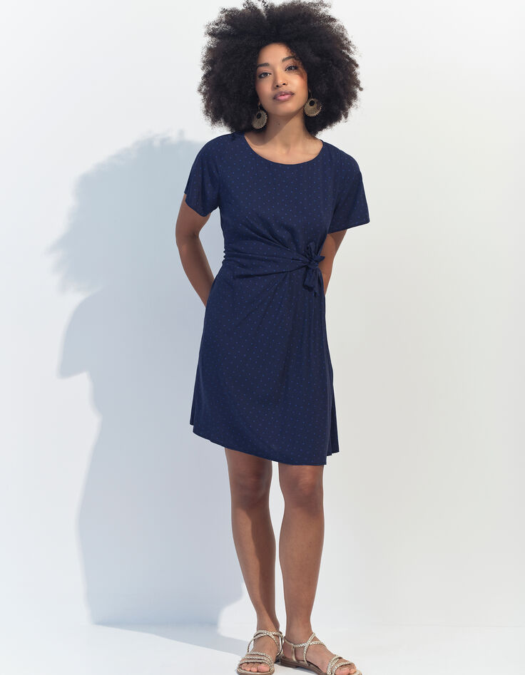 RAMI - Robe bleue Lenzing Ecovero minimaliste carrés-7