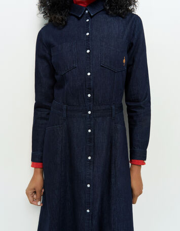 REBUS - Robe chemise midi en jean brut pressionn&eacute;e-2