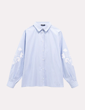CASABIANCA - Chemise rayures bleues broderies manches-1