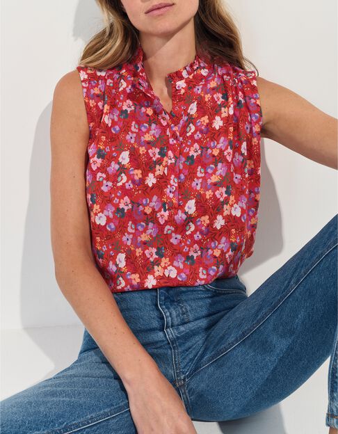 COLIBRI - Top rouge imprim&eacute; floral d'&eacute;t&eacute;  - One Step