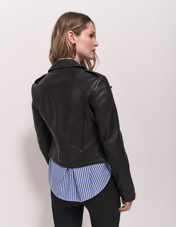 DEAN - Blouson biker noir en cuir-3