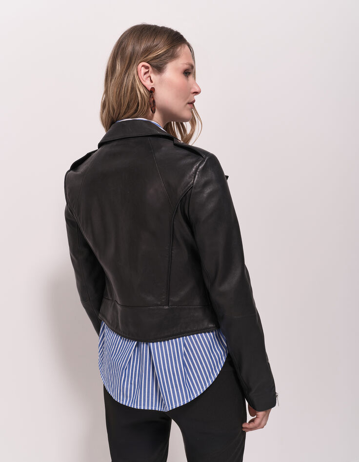 DEAN - Blouson biker noir en cuir-3
