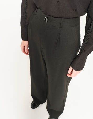 PIXI - Pantalon droit noir plis marqués-4