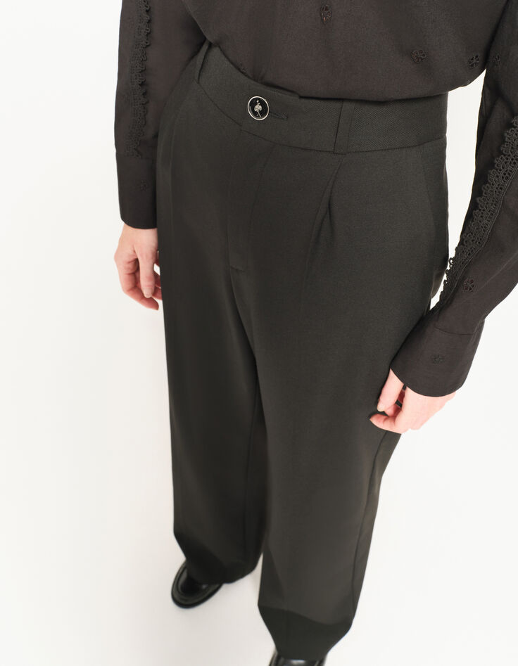 PIXI - Pantalon droit noir plis marqués-4