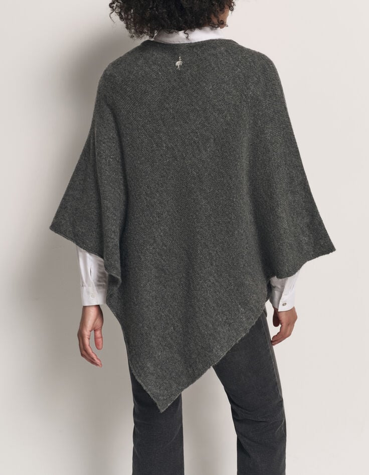 ALAMO - Poncho gris en tricot-3