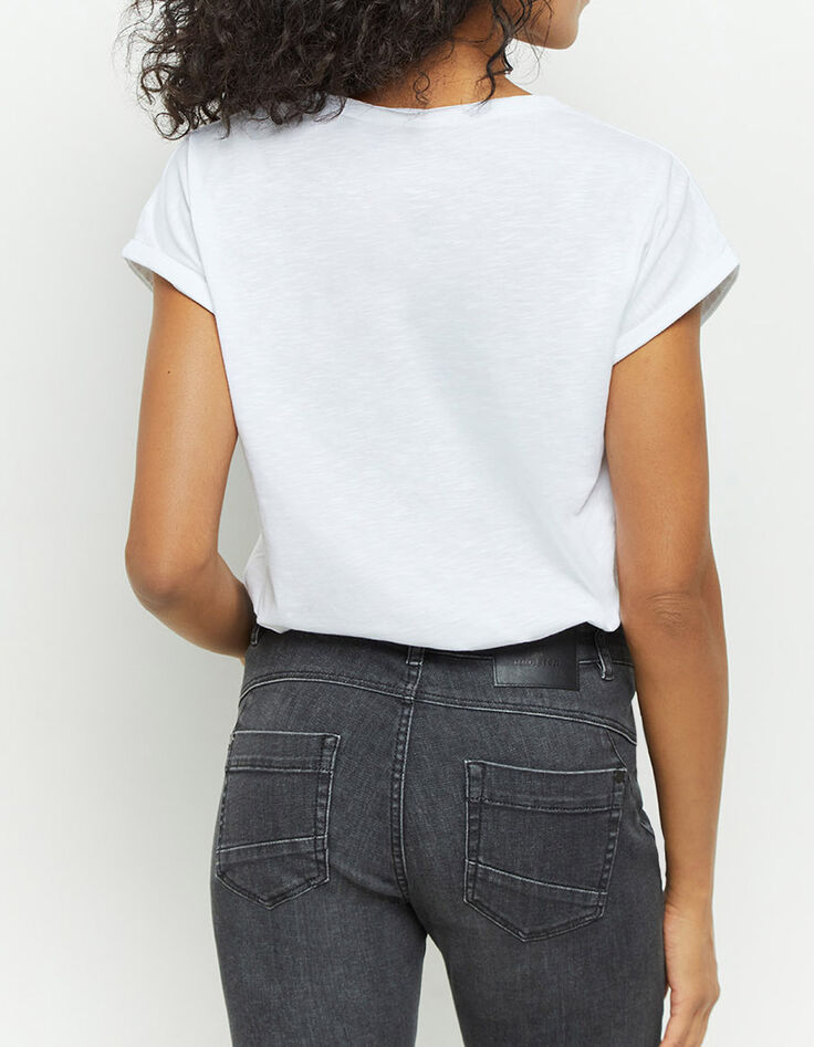 LE INDI - Jean slim gris chiné 7/8ème effet push up-5