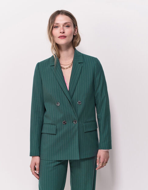 VANDA - Veste de costume verte motif rayures tennis - One Step