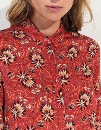 CHRISTA - Chemise orange imprimé floral d'été -3