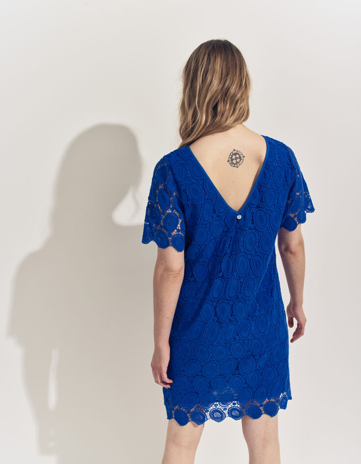 RIELLE - Robe bleue dentelle esprit macramé -2 RIELLE - Robe bleue dentelle esprit macramé -2
