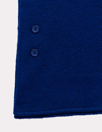 ADA - Poncho bleu tricot boutons côtés-3