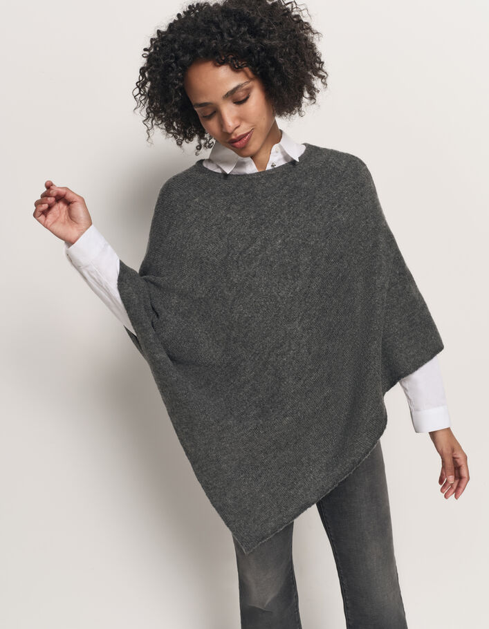 Poncho En Laine Gris Lauren Vidal - Taille L/XL, Neuf Avec étiquettes (prix D'origine 229€)