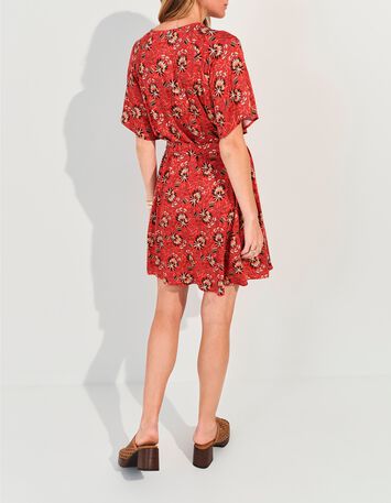 RADKA - Robe orange imprim&eacute; floral d'&eacute;t&eacute; -3