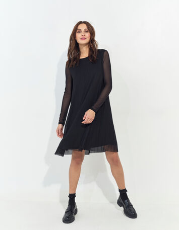 ROMA - Robe noire plissée -1