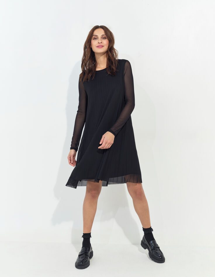 ROMA - Robe noire plissée -1