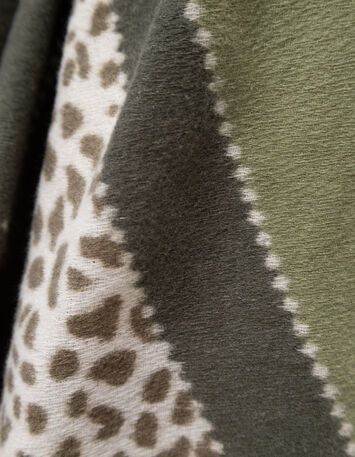 AMOS - Echarpe kaki mix motifs léopard et color block-7