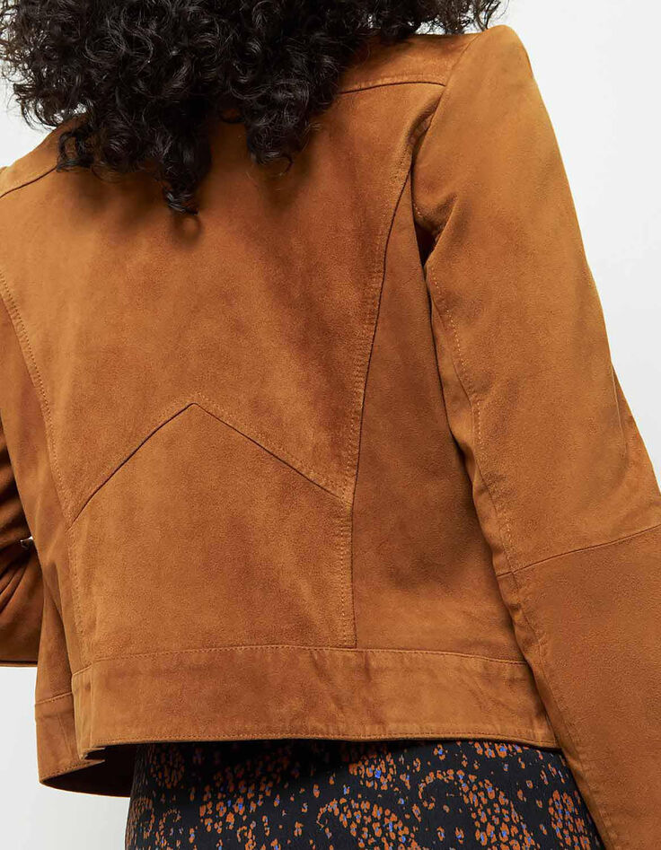 DIYA - Blouson cognac en cuir velours-6