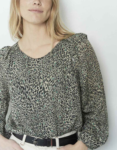 CAMPBELL - Blouse kaki à imprimé cool léo - One Step