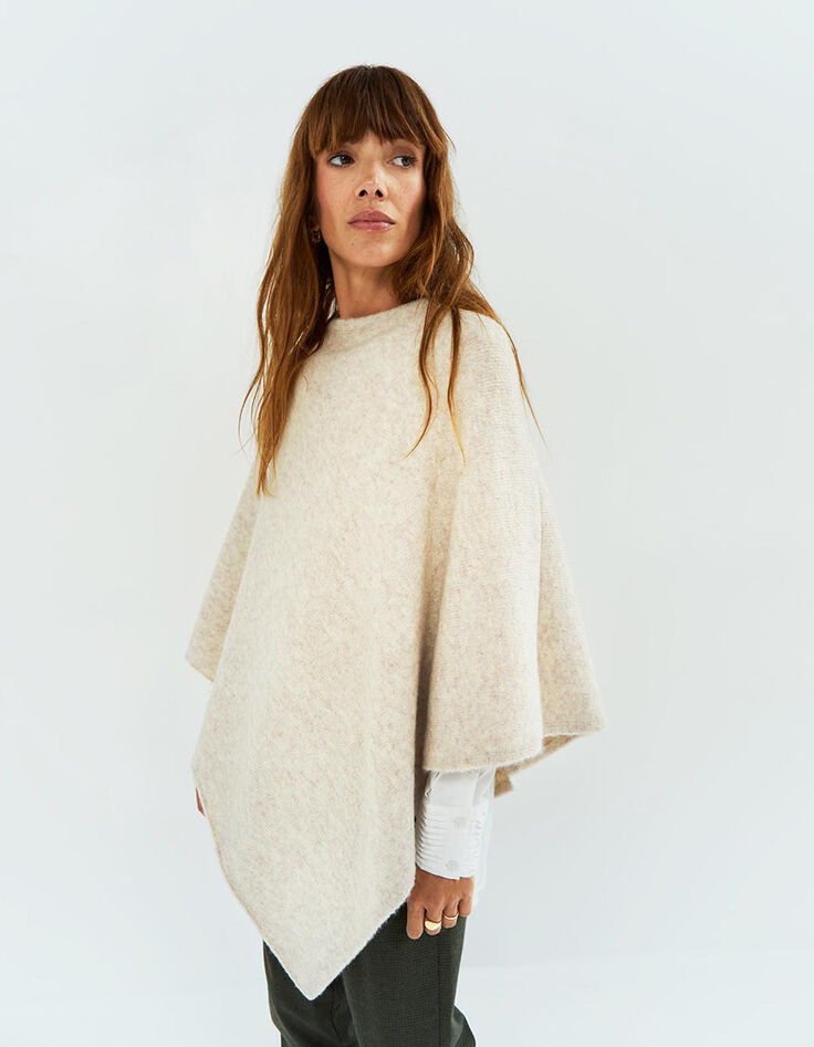 ALAMO - Poncho ivoire en tricot-1