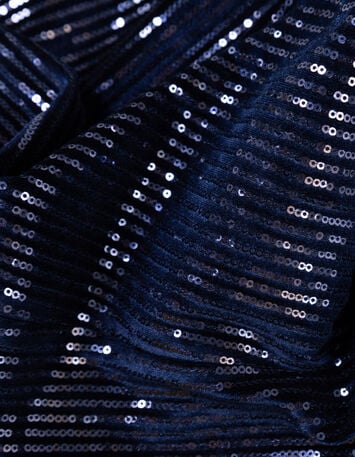 ROZE - Robe marine maille brodée sequins-5