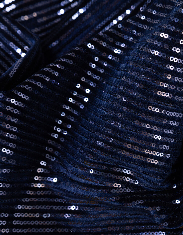 ROZE - Robe marine maille brodée sequins-5