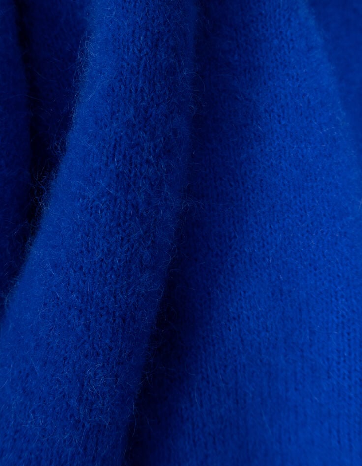 TECK - Cardigan bleu tricot moelleux encolure V-9 TECK - Cardigan bleu tricot moelleux encolure V-9