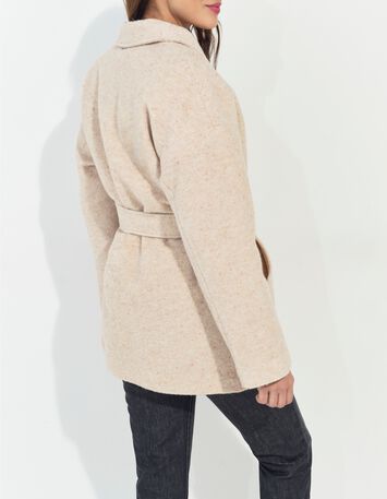 DIAZ - Manteau court ivoire lainage chin&eacute; esprit peignoir-4