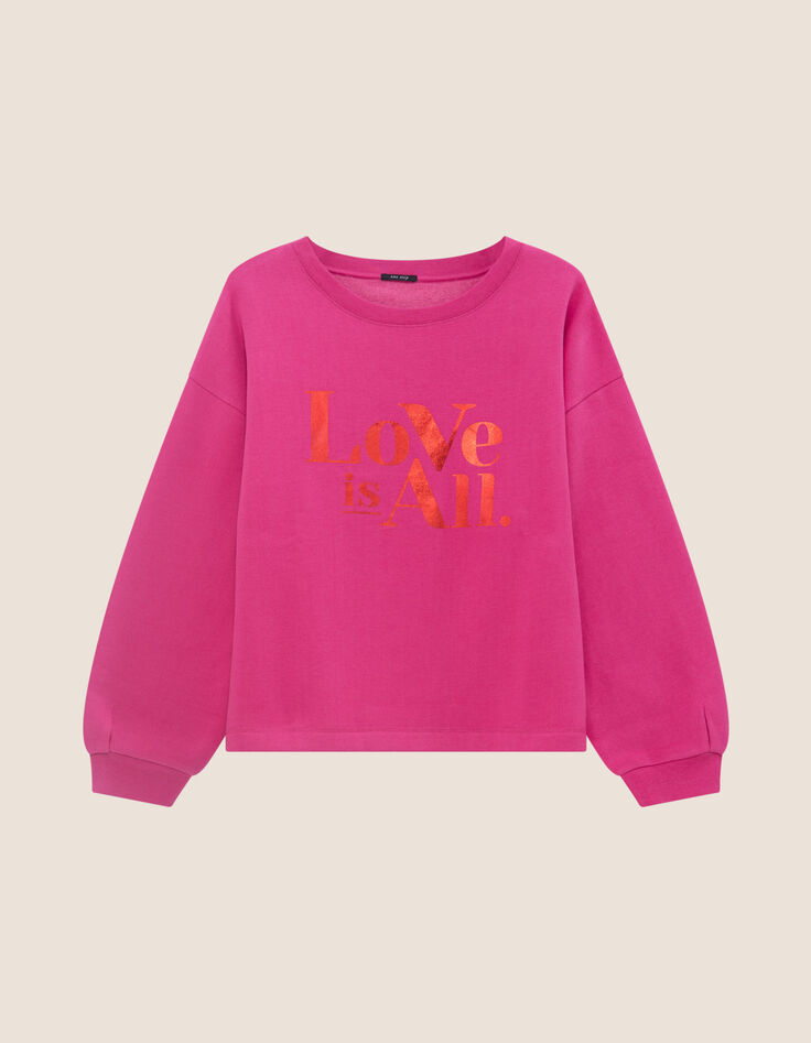 MERAKI - Sweat rose message rouge m&eacute;tallis&eacute; -3