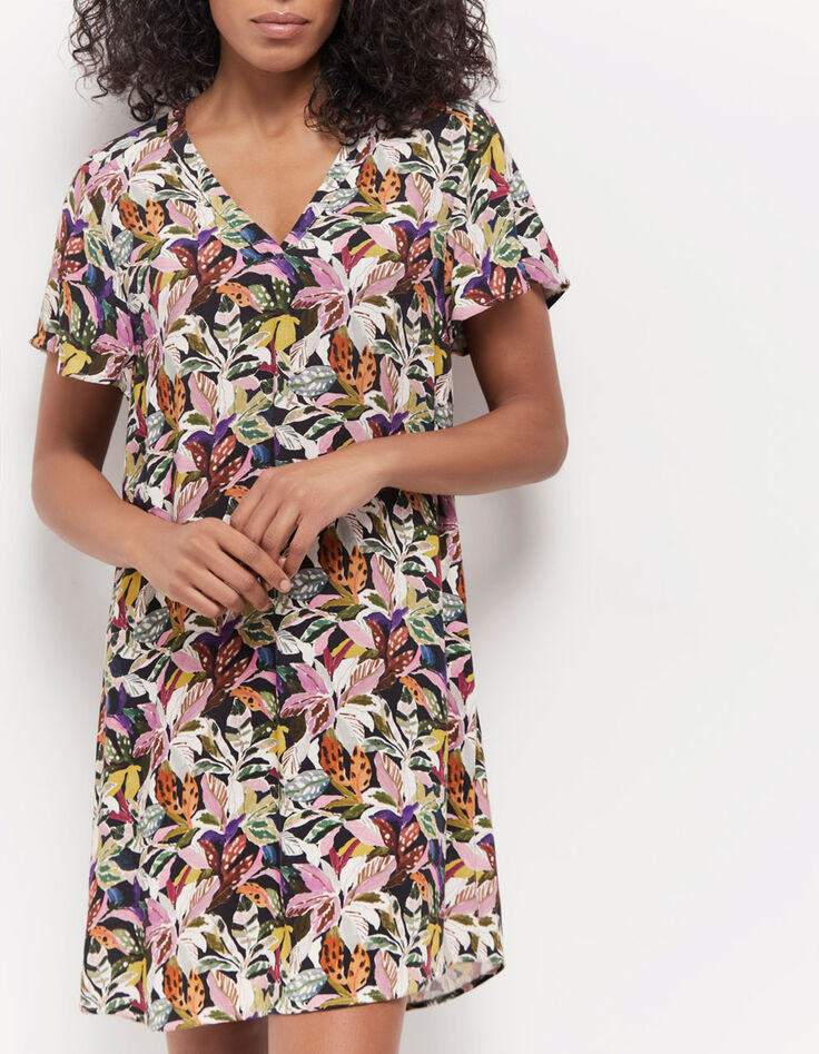 REKO - Robe kaki à imprimé jungle bigarré-2