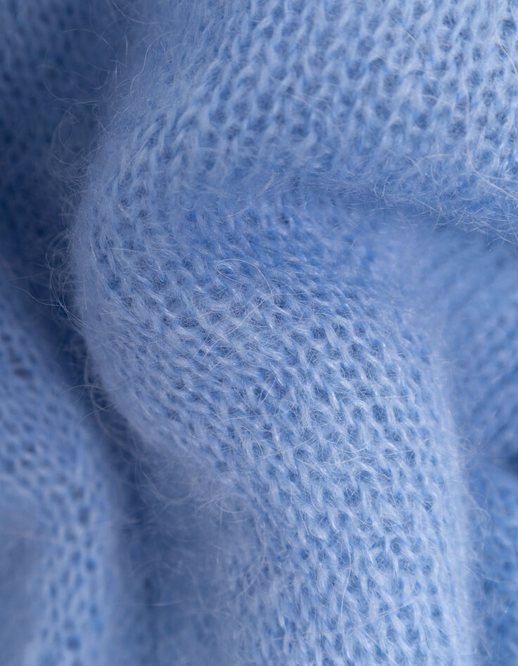 TOULON - Cardigan bleu tricot mohair m&eacute;lang&eacute;-4