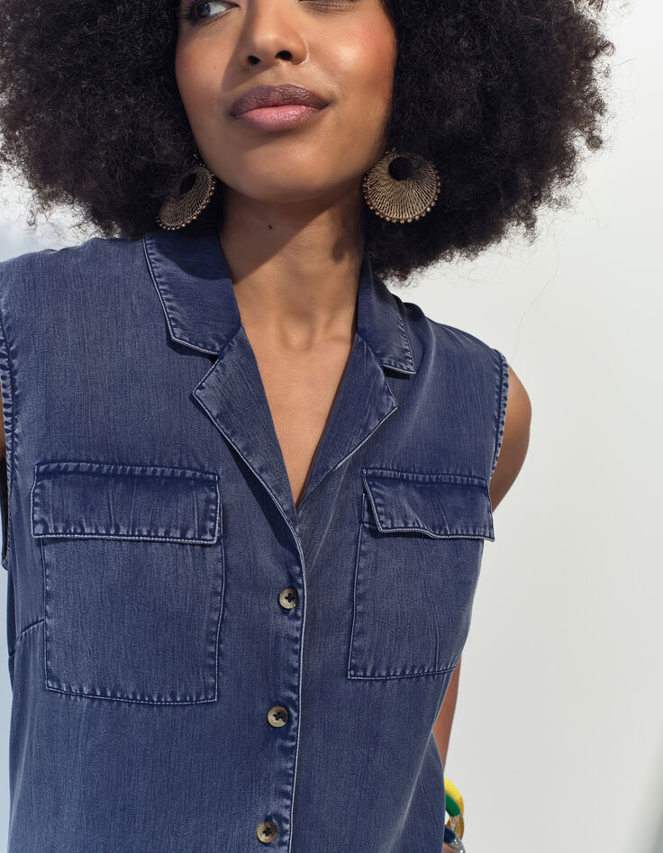 RIKKO - Combinaison évasée bleue en Lyocell® -3