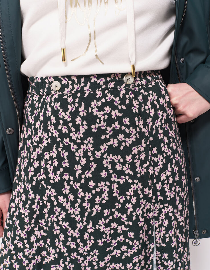 JACA - Jupe midi verte imprimé minimaliste floral-4 JACA - Jupe midi verte imprimé minimaliste floral-4