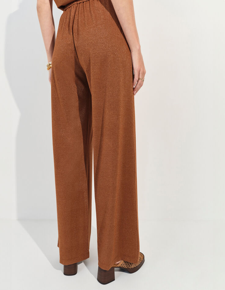 PRIDE - Pantalon marron maille irisée -3
